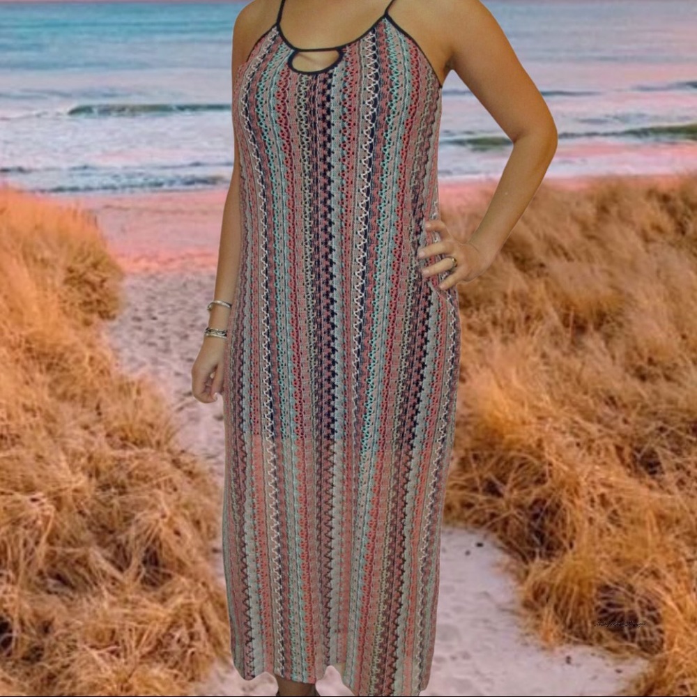 Rainbow Crochet Maxi Dress NEW
